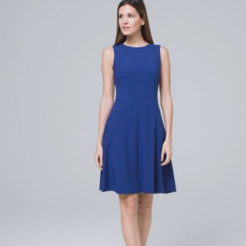 White House Black Market blue fit-and-flare dress